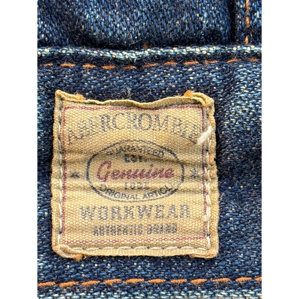 Abercrombie & Fitch Mens XL Sherpa Lined Denim Trucker Jacket Coat Y2K Vintage - Picture 3 of 7
